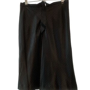 BANANA REPUBLIC Black & White Polka Dot 100% SILK A-line Skirt Ribbon Tie
